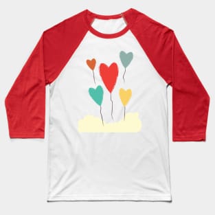 Heart Balloons above the Clouds Baseball T-Shirt